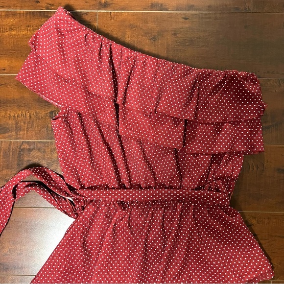 ANTHROPOLOGIE Maeve Rita Ruffled One Shoulder Top Polka Dot Size Small P NWT - Picture 5 of 16